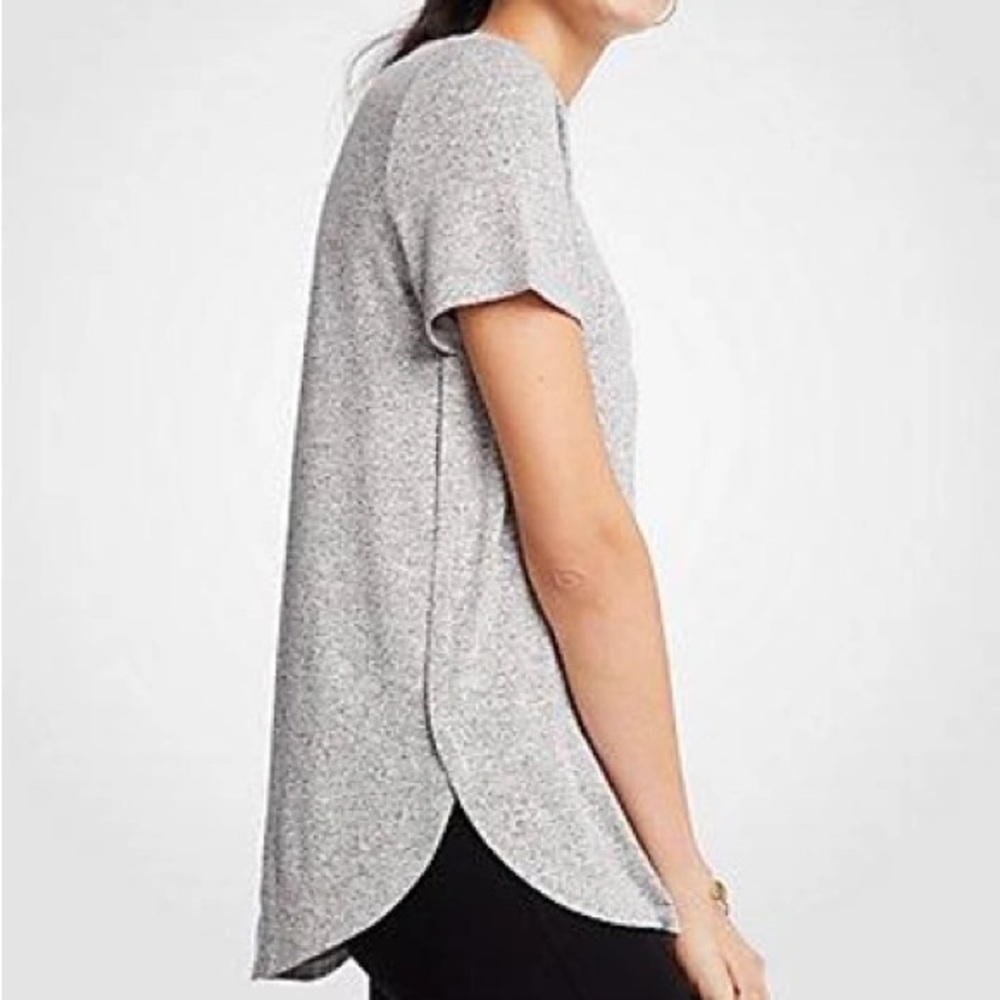 Ann Taylor Marled Tunic Tee in Gray Heather EUC XL